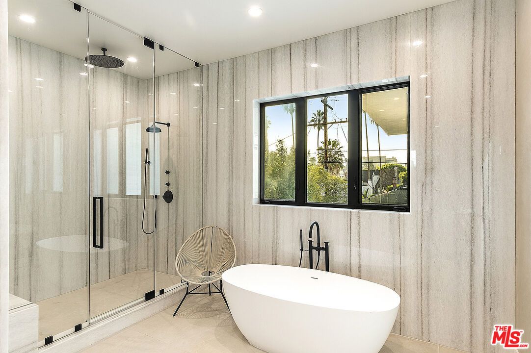 Bathroom, Free Standing Baths, Glass Shower, Interior, Recessed Lighting
