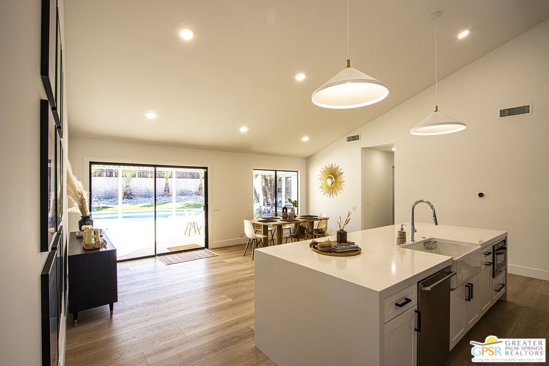 Interior, Kitchen, Pendant Lights, Recessed Lighting, Wood Texture Flooring