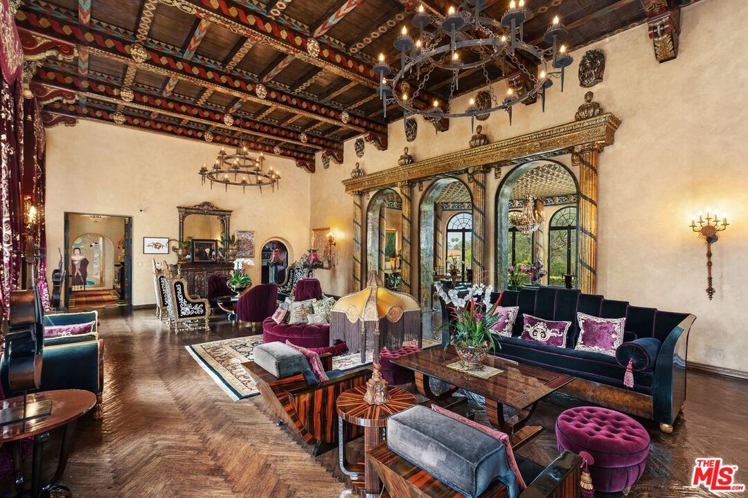 Chandelier, Dining room, Interior, Living room, Wooden Beams, Wooden Ceilings, Wood Texture Flooring