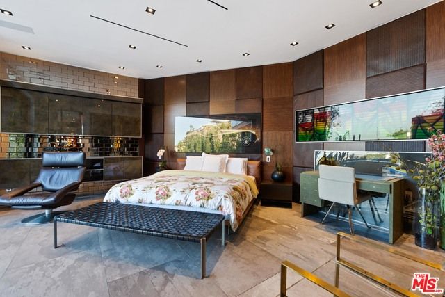 Bedroom, Interior, Recessed Lighting, Wood Texture Flooring, Wooden Walls