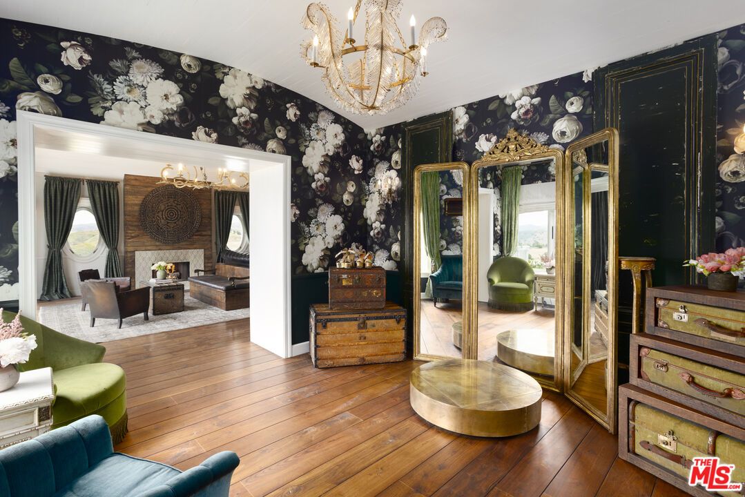 Chandelier, Fireplace, Interior, Living room, Wood Texture Flooring