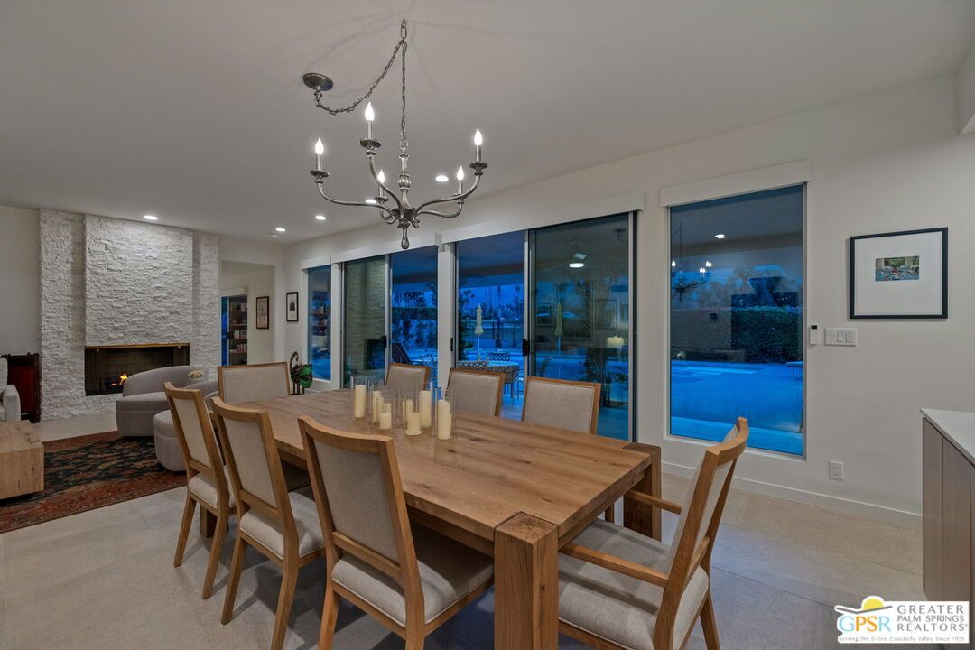 Chandelier, Dining room, Fireplace, Interior, Living room, Recessed Lighting