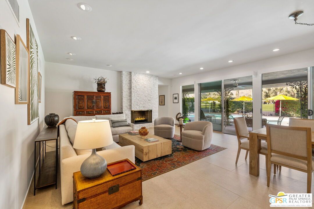Dining room, Fireplace, Interior, Living room, Recessed Lighting