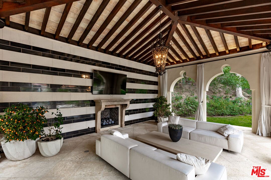 Fireplace, Interior, Pendant Lights, Wooden Beams