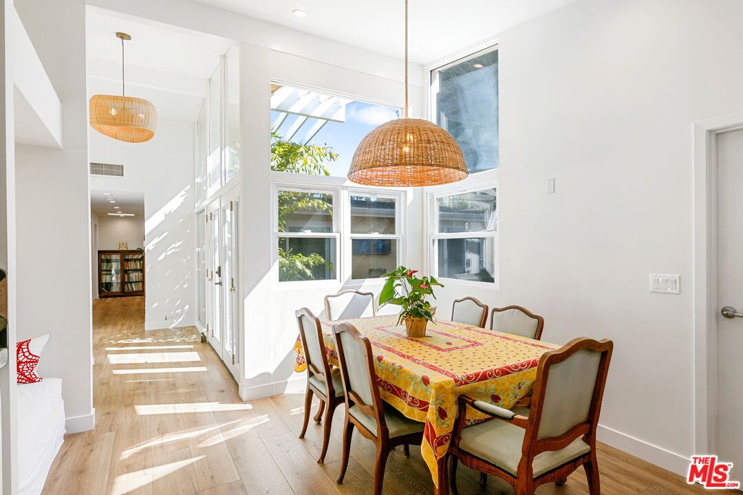 Dining room, Interior, Pendant Lights, Recessed Lighting, Wood Texture Flooring