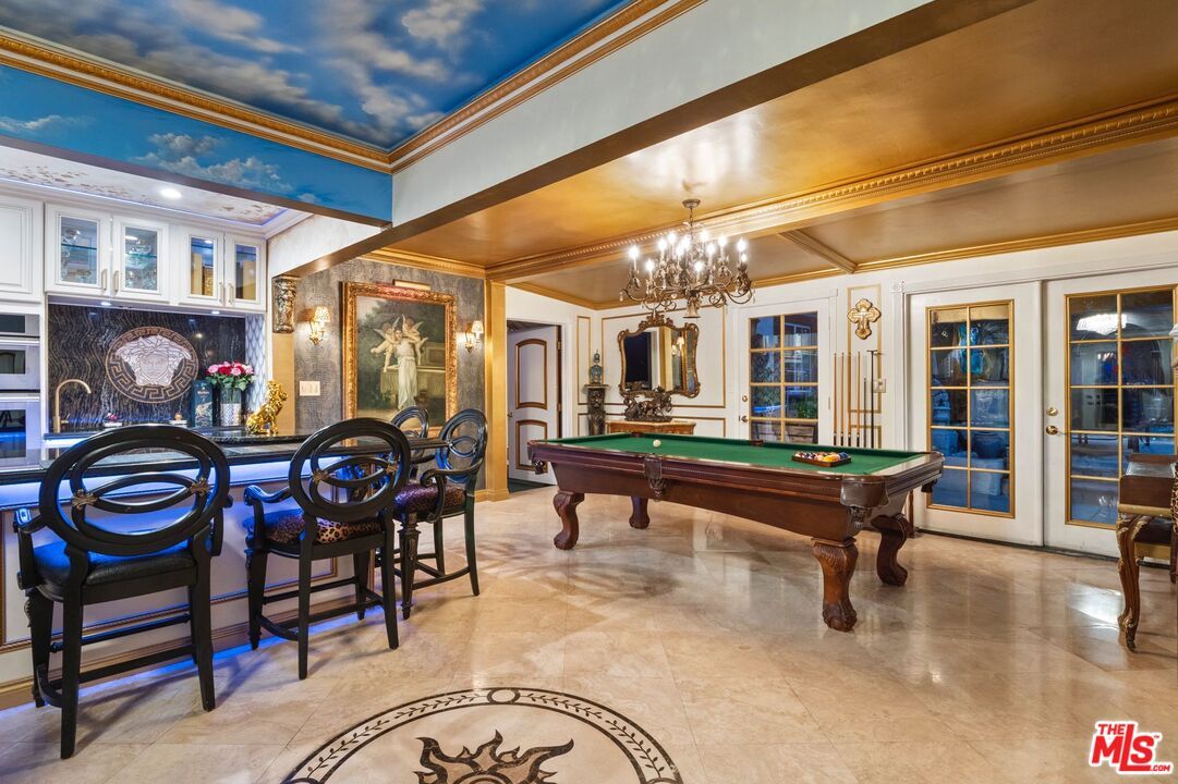 Billiard Table, Chandelier, Game Room, Interior
