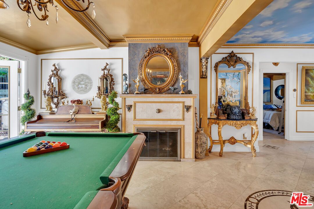 Billiard Table, Fireplace, Game Room, Interior
