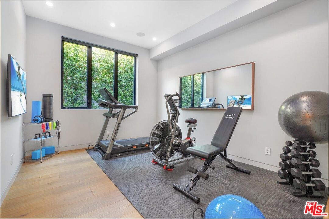 Fitness Equipment, Interior, Recessed Lighting, Wood Texture Flooring