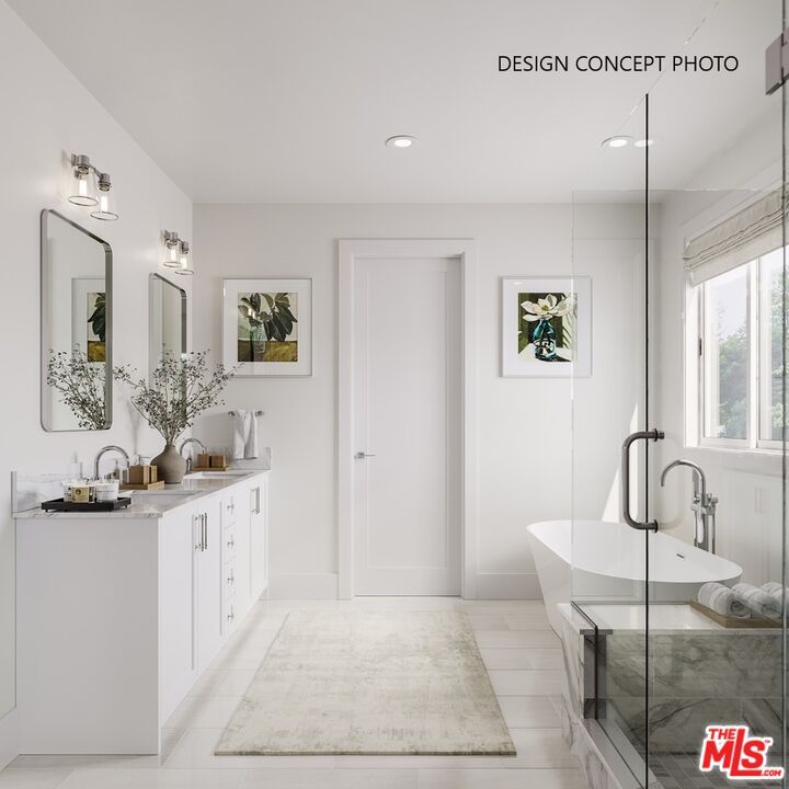 Bathroom, Dual Sink Vanities, Free Standing Baths, Glass Shower, Interior, Recessed Lighting