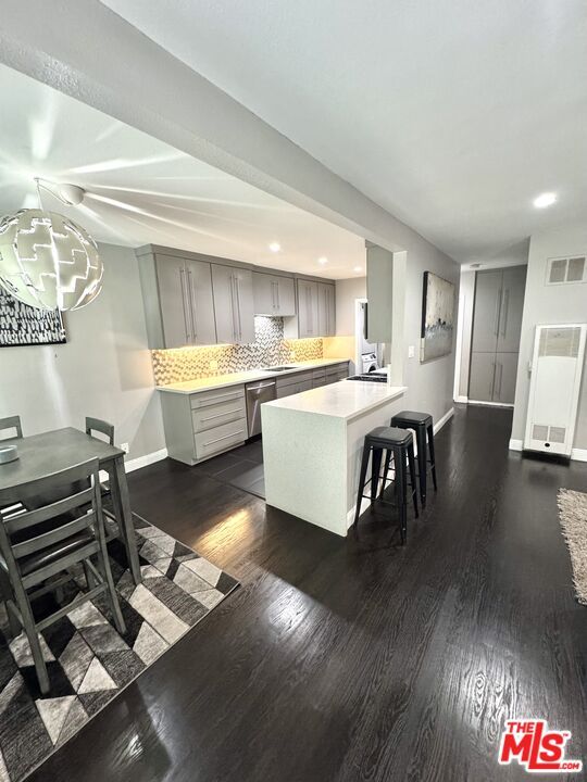 Dining room, Interior, Kitchen, Recessed Lighting, Wood Texture Flooring