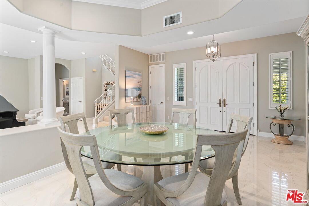 Dining room, Interior, Marble, Pendant Lights, Recessed Lighting