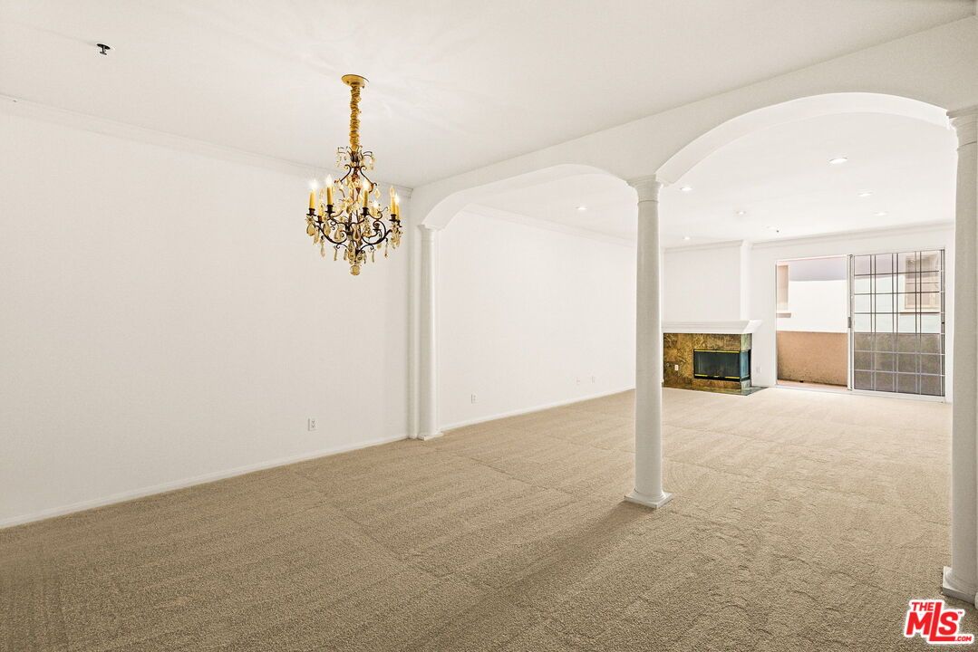 Chandelier, Empty room, Fireplace, Interior, Recessed Lighting