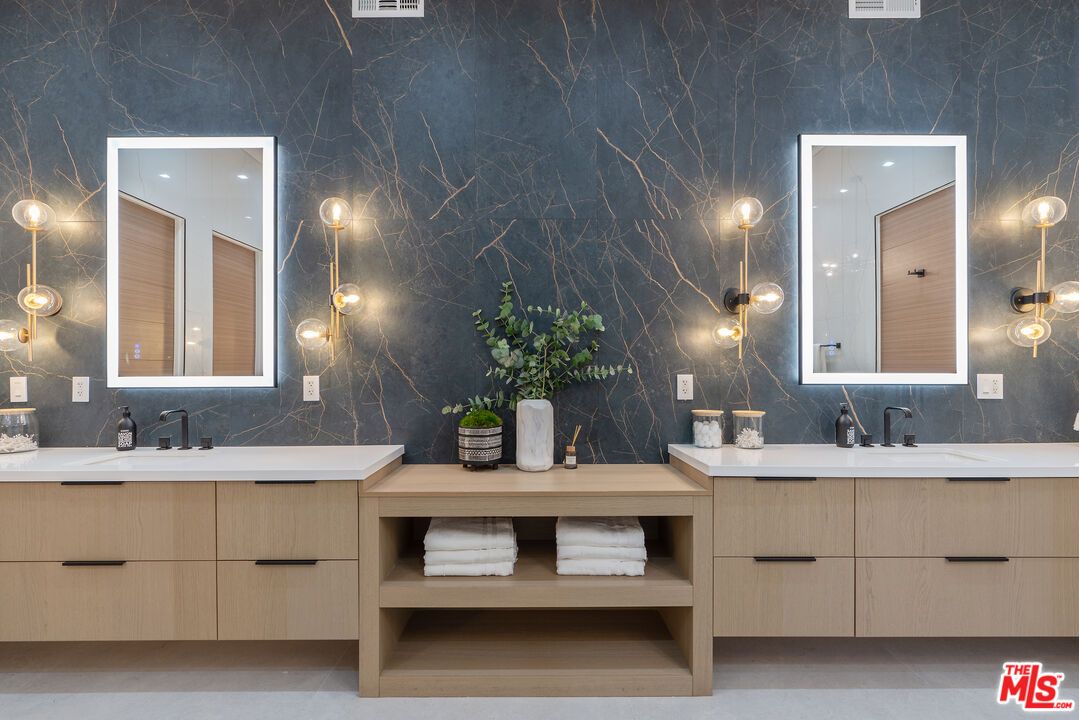 Bathroom, Dual Sink Vanities, Interior, Marble Walls