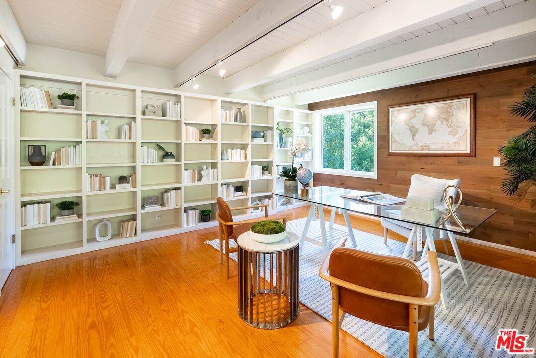Home Office, Interior, Wood Texture Flooring, Wooden Walls