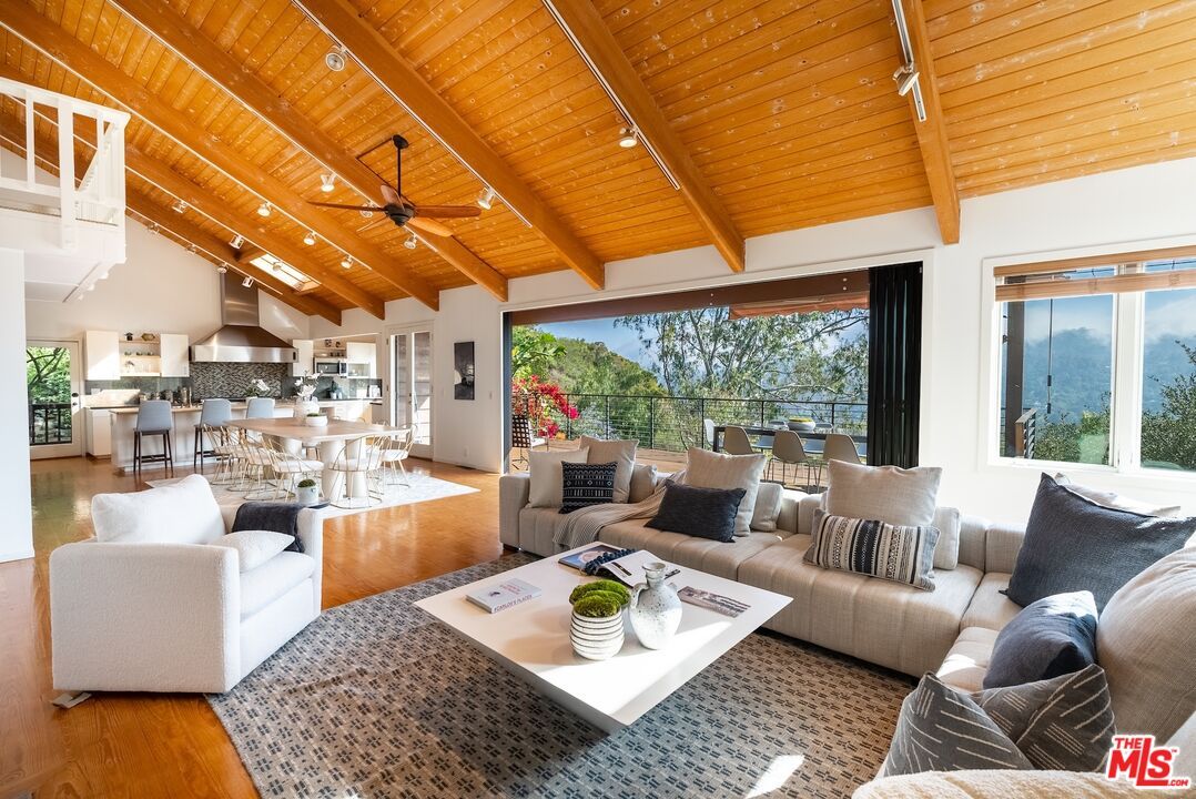 Dining room, Interior, Kitchen, Living room, Recessed Lighting, Wooden Beams, Wooden Ceilings, Wood Texture Flooring