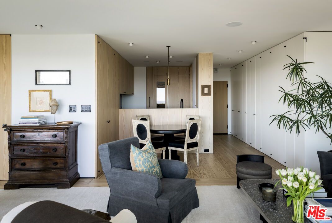 Dining room, Interior, Kitchen, Living room, Recessed Lighting, Wood Texture Flooring