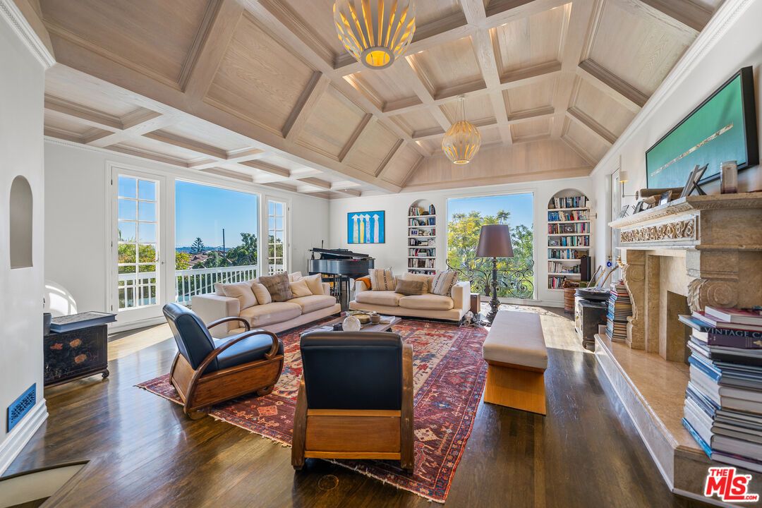 Fireplace, Interior, Living room, Piano, Wood Texture Flooring