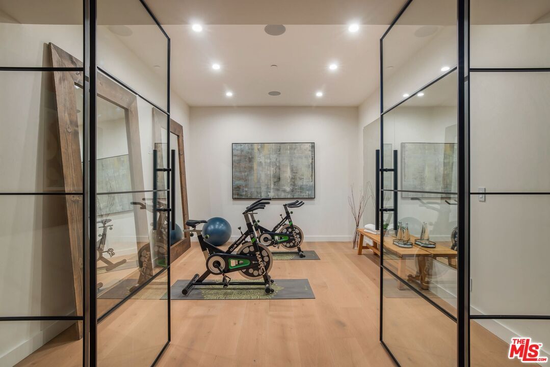 Fitness Equipment, Interior, Recessed Lighting, Wood Texture Flooring