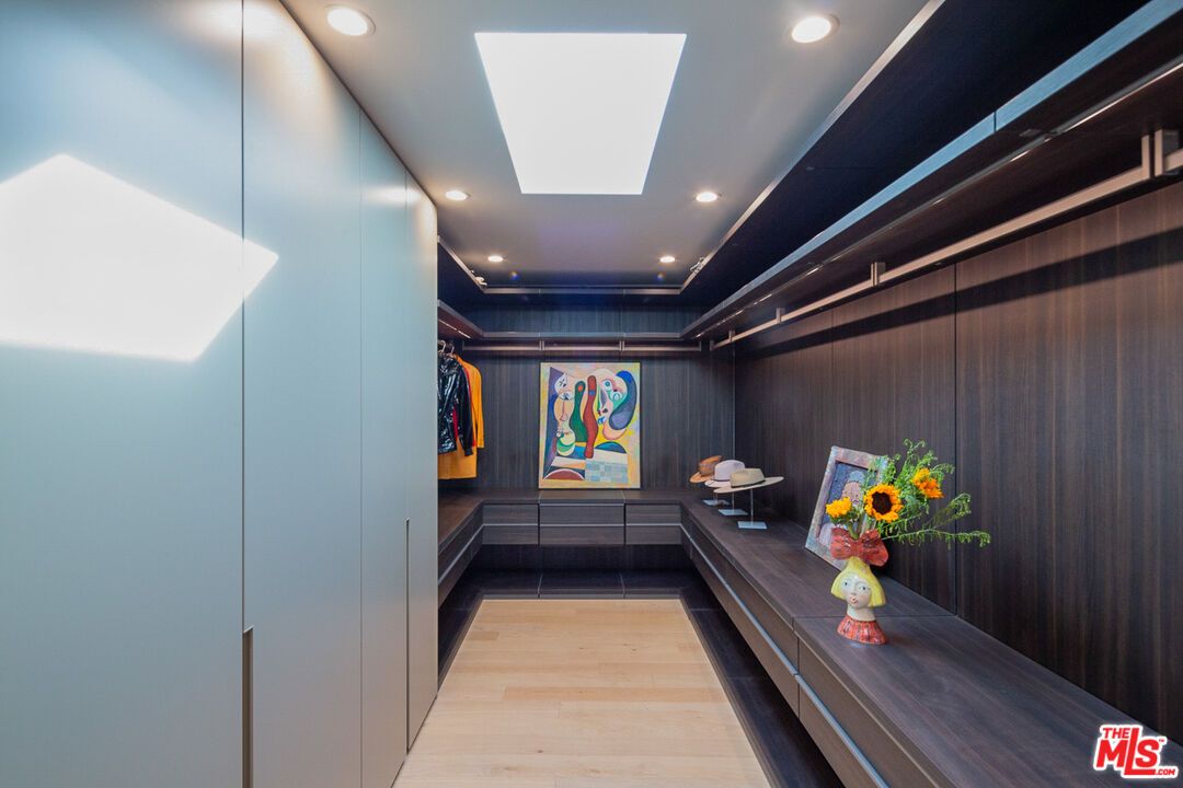 Interior, Recessed Lighting, Walk-in Closets, Wood Texture Flooring, Wooden Walls