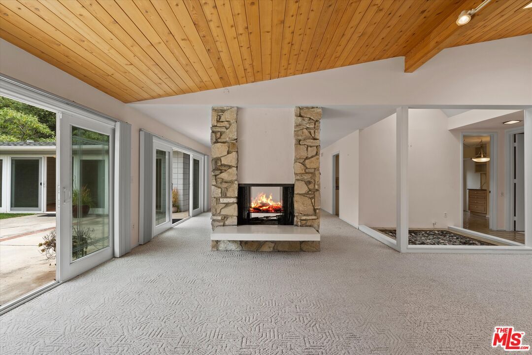 Empty room, Fireplace, Interior, Stone Walls, Wooden Beams, Wooden Ceilings