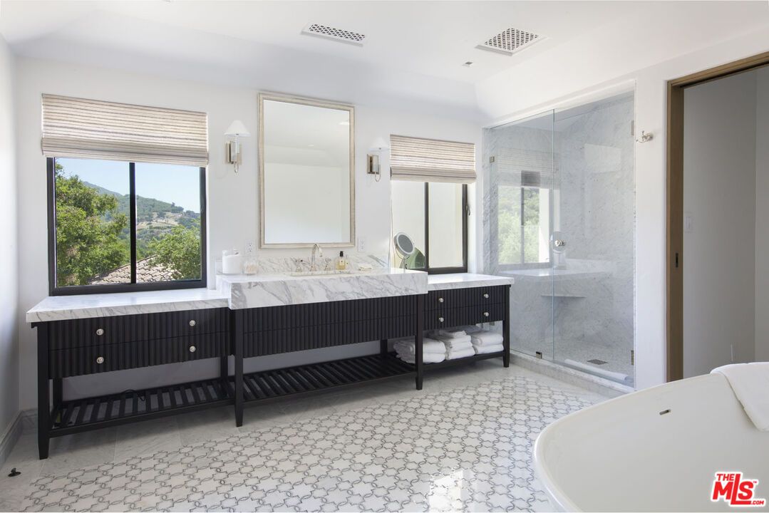Bathroom, Dual Sink Vanities, Free Standing Baths, Glass Shower, Interior, Recessed Lighting