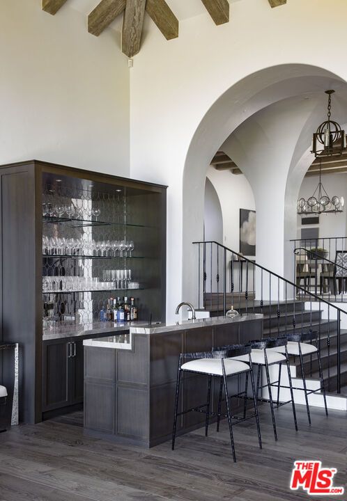 Chandelier, Interior, Wooden Beams, Wood Texture Flooring