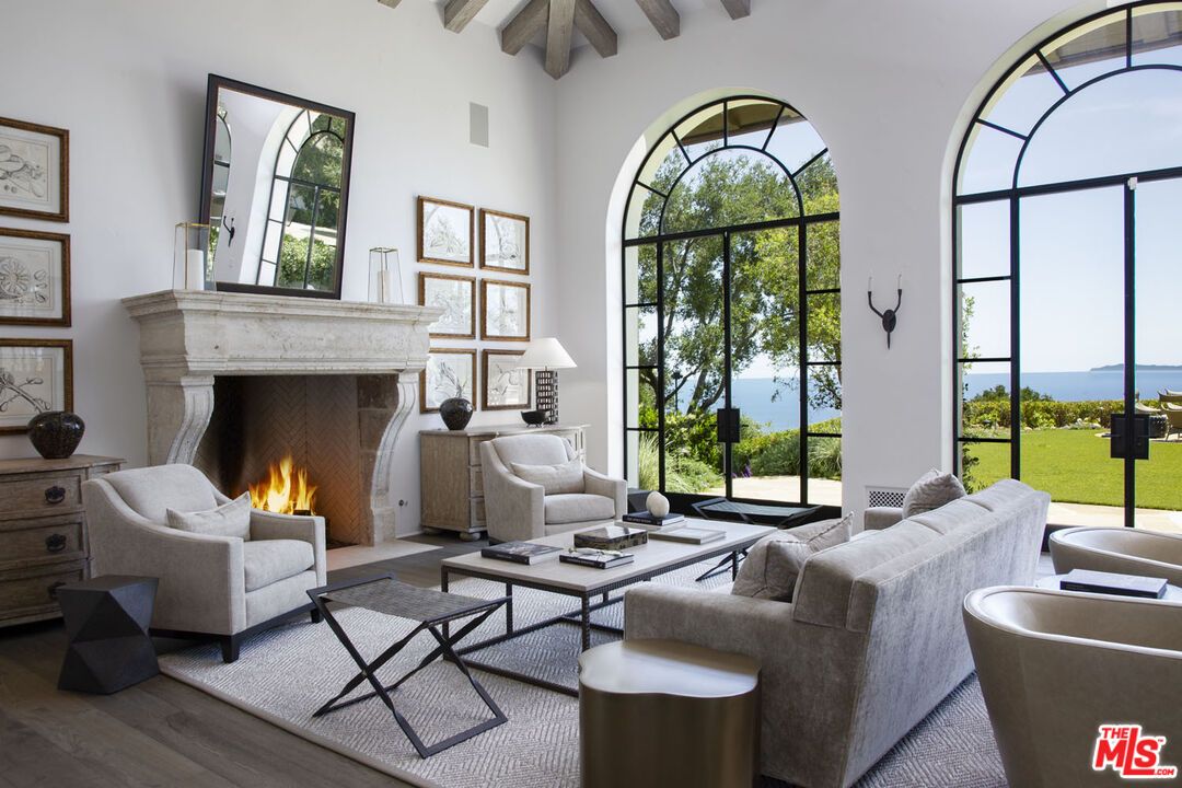 Fireplace, Interior, Living room, Water, Wooden Beams, Wood Texture Flooring