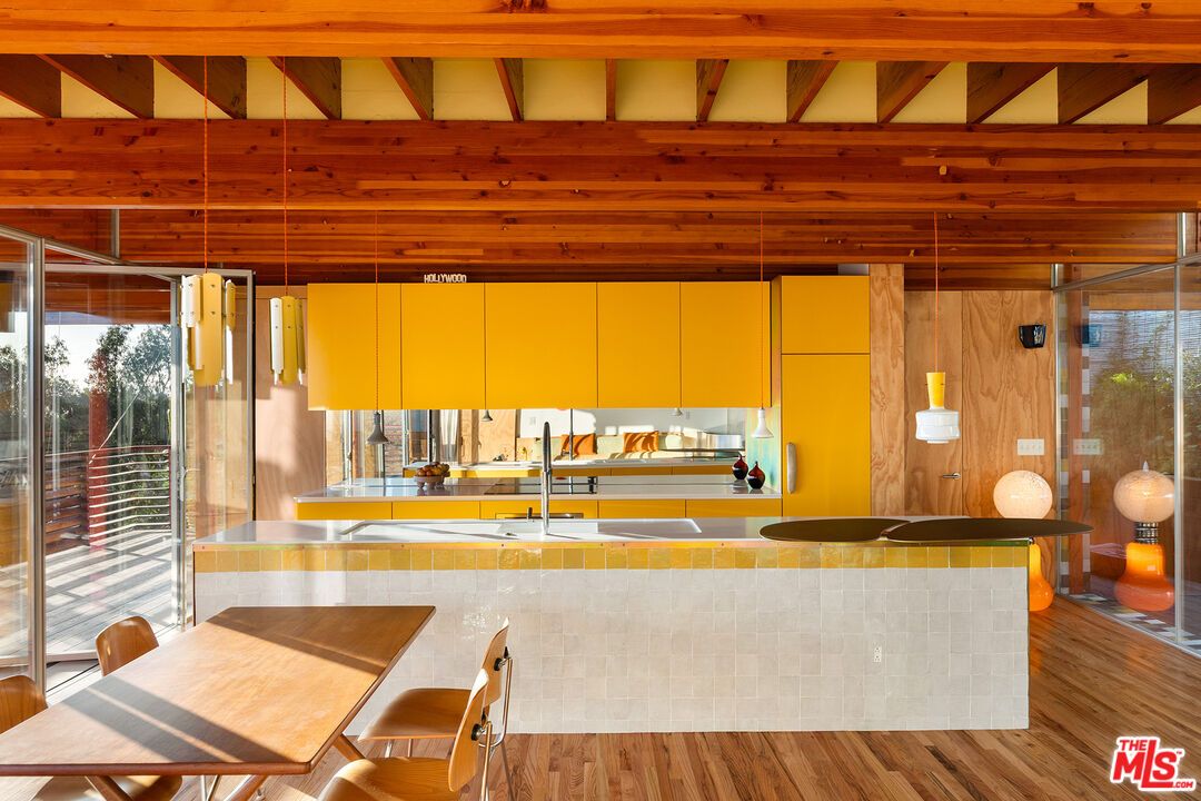 Interior, Kitchen, Pendant Lights, Wooden Ceilings, Wood Texture Flooring, Wooden Walls