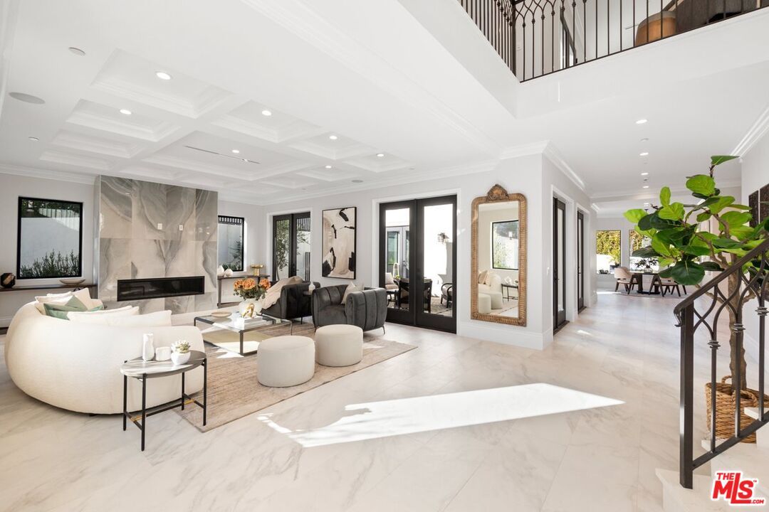 Fireplace, Interior, Living room, Marble, Recessed Lighting