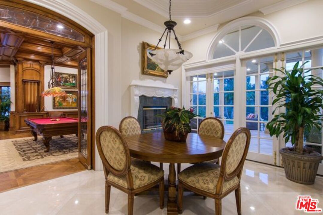 Billiard Table, Dining room, Fireplace, Game Room, Interior, Pendant Lights, Recessed Lighting