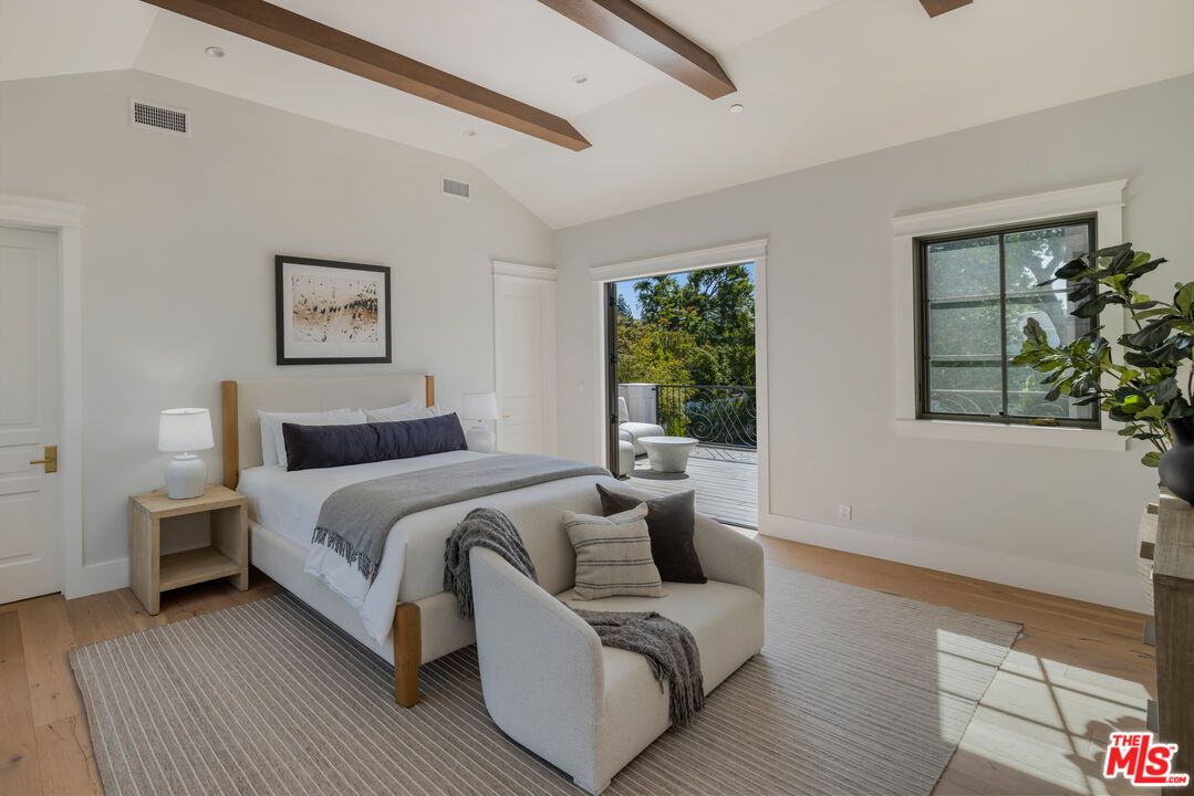 Bedroom, Interior, Recessed Lighting, Wooden Beams, Wood Texture Flooring