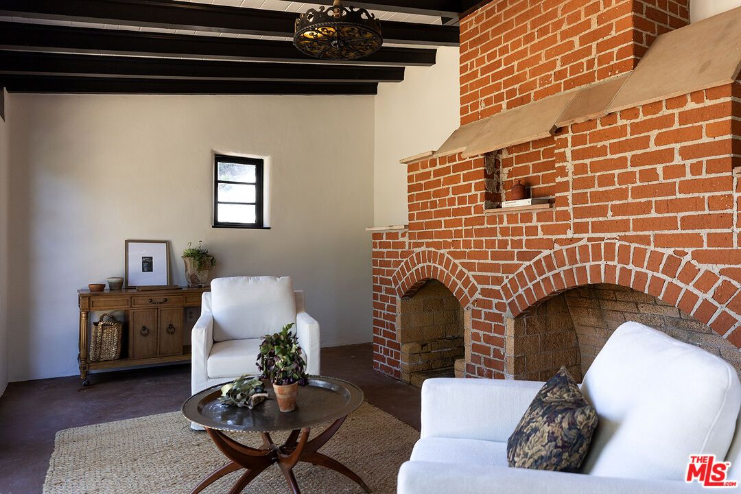 Fireplace, Interior, Living room, Stone Walls, Wooden Beams
