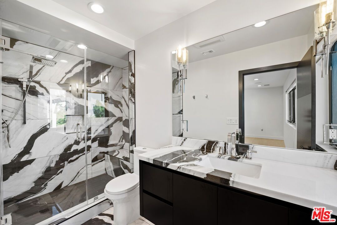 Bathroom, Glass Shower, Interior, Marble Walls, Recessed Lighting
