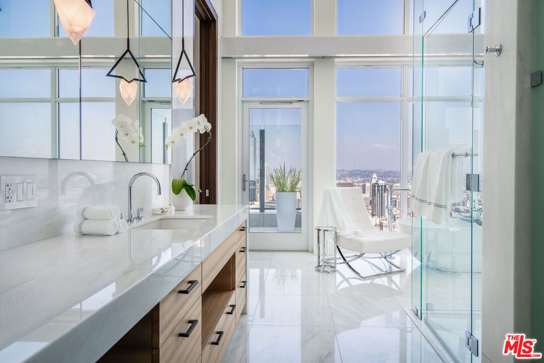 Bathroom, Glass Shower, Interior, Pendant Lights