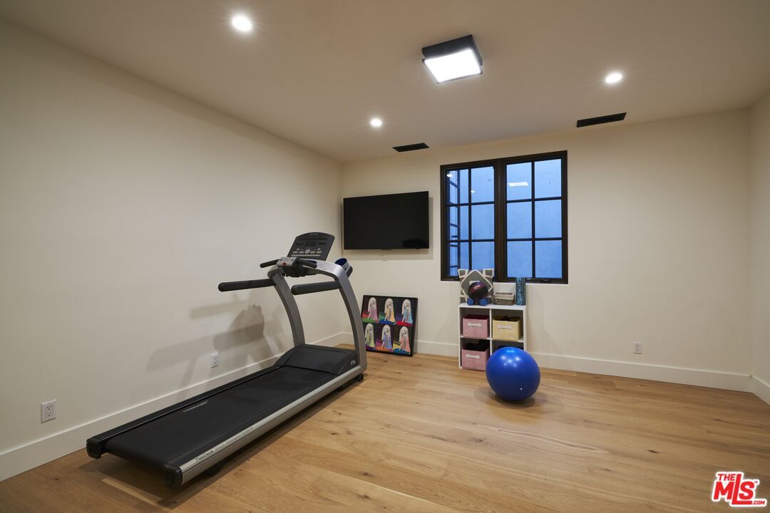 Fitness Equipment, Interior, Recessed Lighting, Wood Texture Flooring
