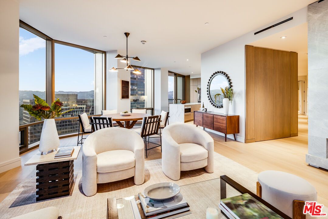 Dining room, Interior, Pendant Lights, Recessed Lighting, Wood Texture Flooring