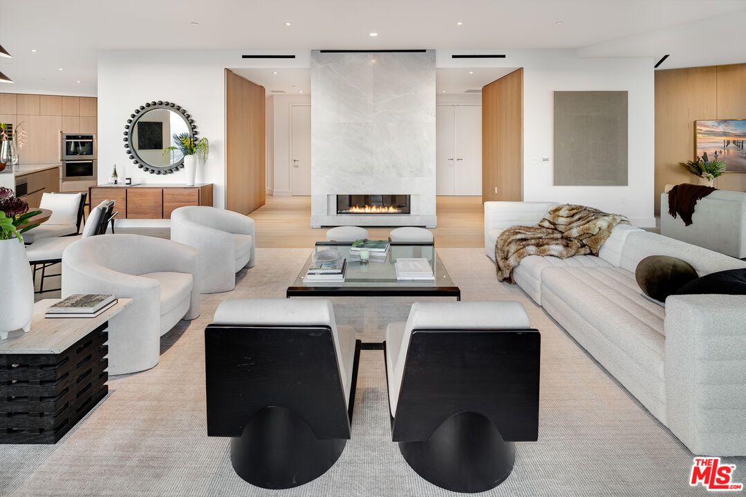 Fireplace, Interior, Kitchen, Living room, Recessed Lighting