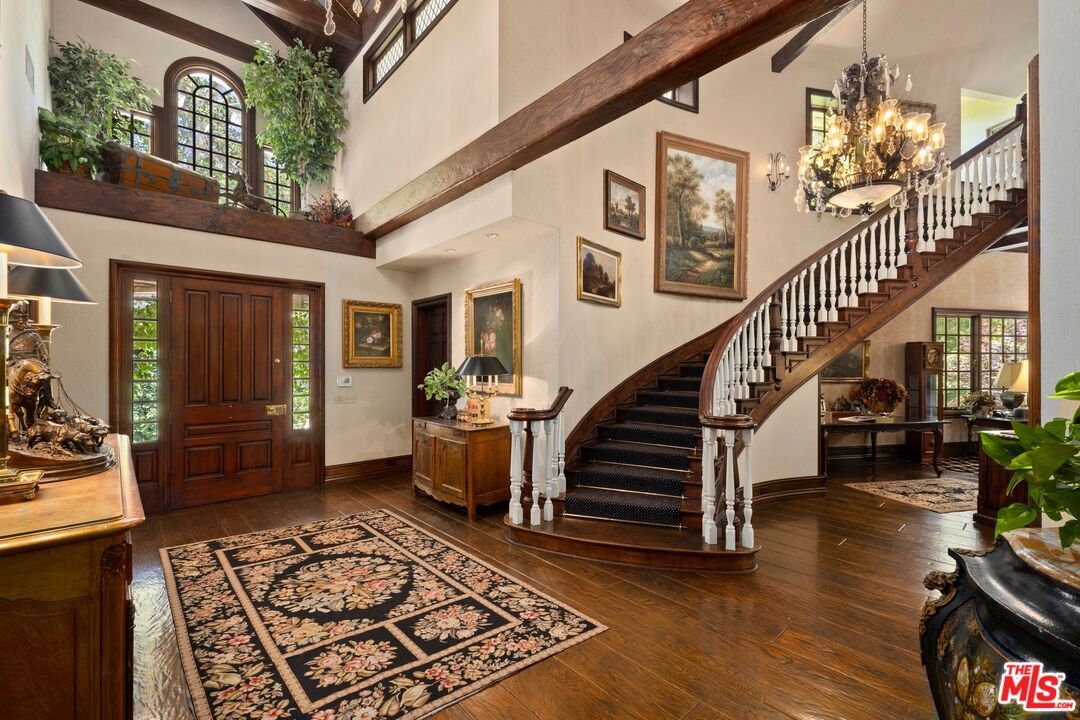 Chandelier, Interior, Wooden Beams, Wood Texture Flooring