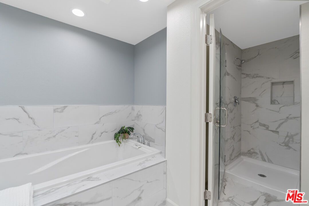 Bathroom, Glass Shower, Interior, Marble, Marble Walls, Recessed Lighting