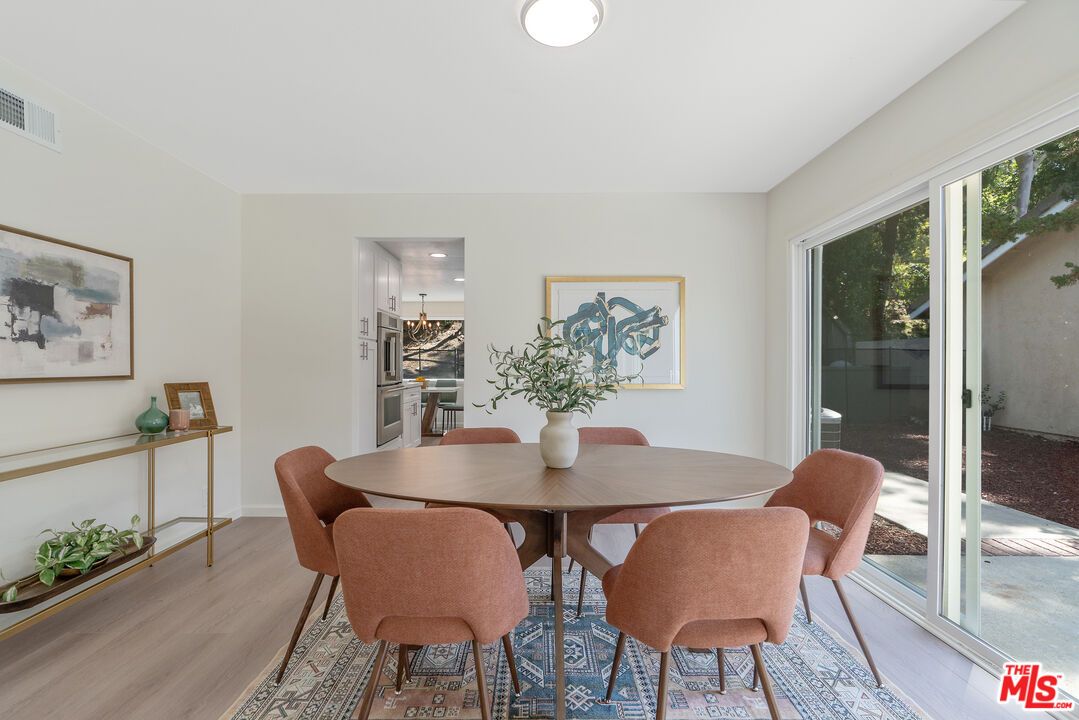 Dining room, Interior, Recessed Lighting, Wood Texture Flooring