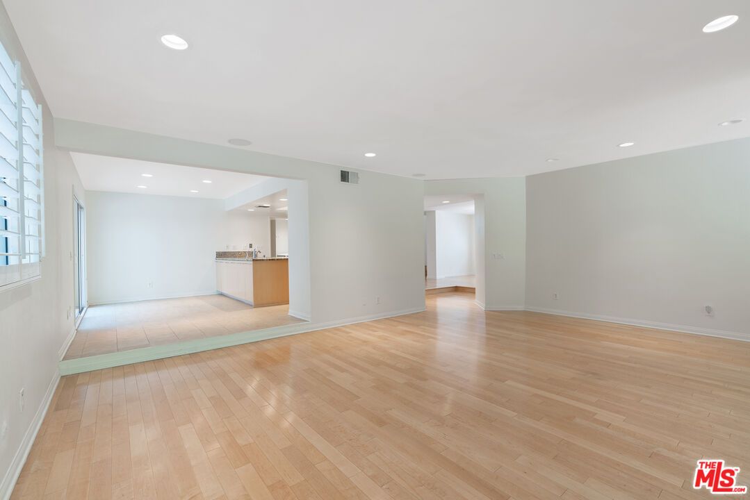 Empty room, Interior, Kitchen, Recessed Lighting, Wood Texture Flooring