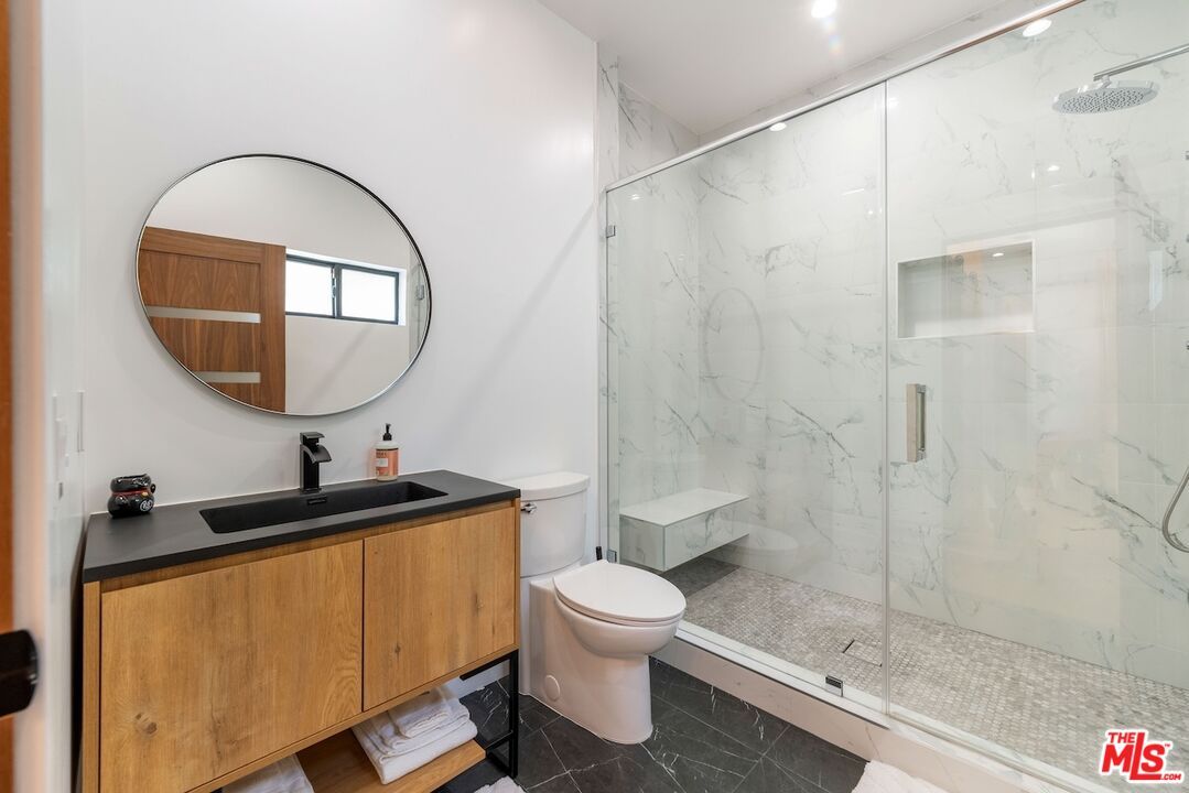 Bathroom, Glass Shower, Interior, Marble Walls, Recessed Lighting