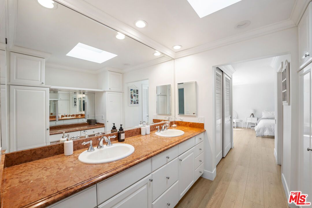 Bathroom, Bedroom, Dual Sink Vanities, Interior, Recessed Lighting, Wood Texture Flooring