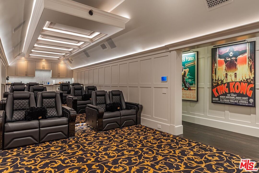 Home Theatre Room, Interior, Recessed Lighting, Theatre Room, Wood Texture Flooring