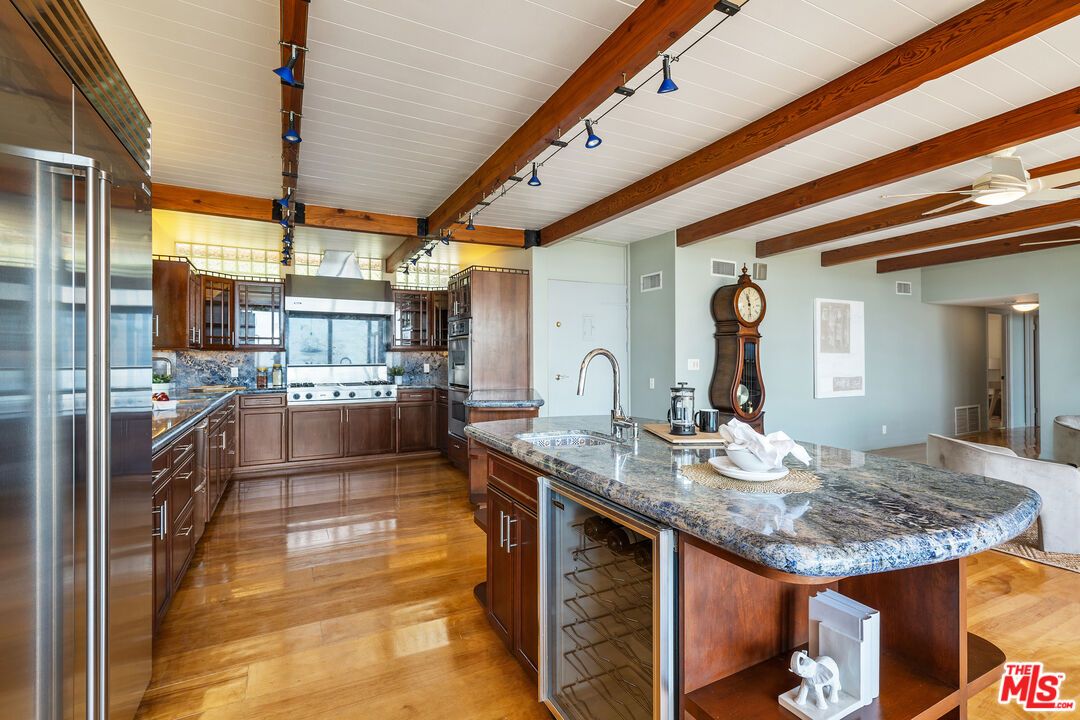 Interior, Kitchen, Stainless Steel Appliances, Wooden Beams, Wood Texture Flooring