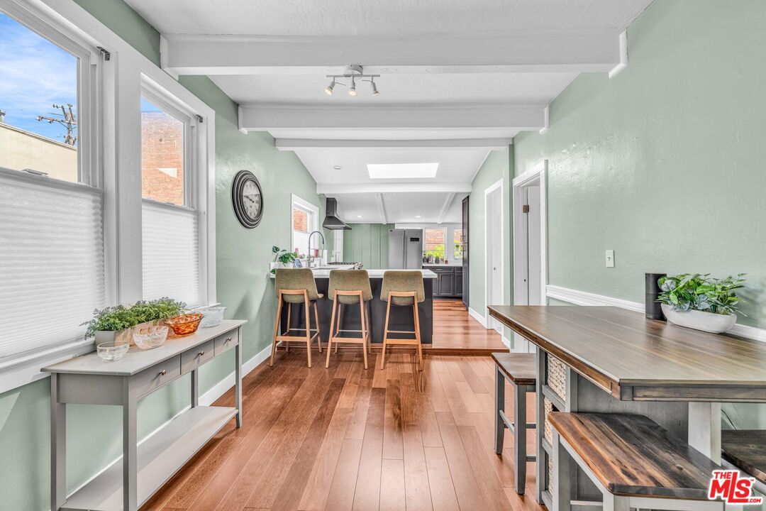 Dining room, Interior, Kitchen, Recessed Lighting, Wood Texture Flooring