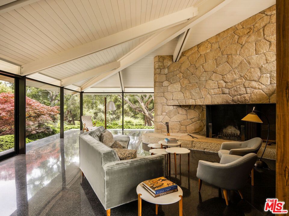 Fireplace, Interior, Living room, Stone Walls, Sun Room