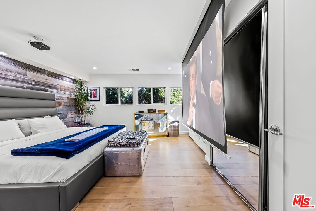 Bedroom, Interior, Recessed Lighting, Wood Texture Flooring, Wooden Walls