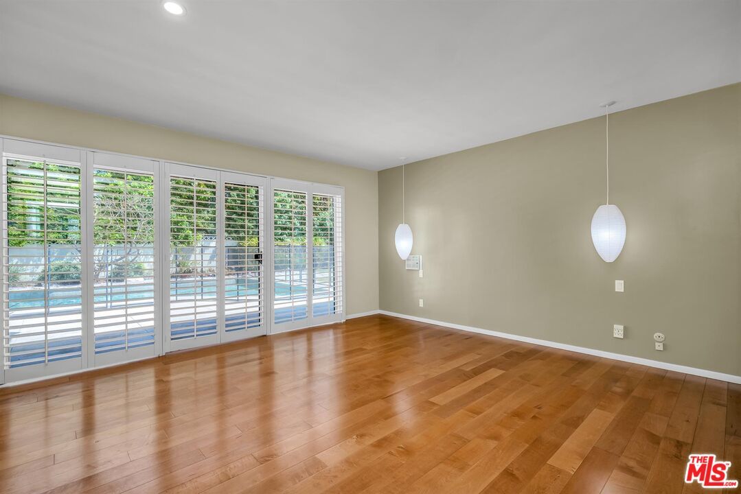 Empty room, Interior, Pendant Lights, Recessed Lighting, Wood Texture Flooring