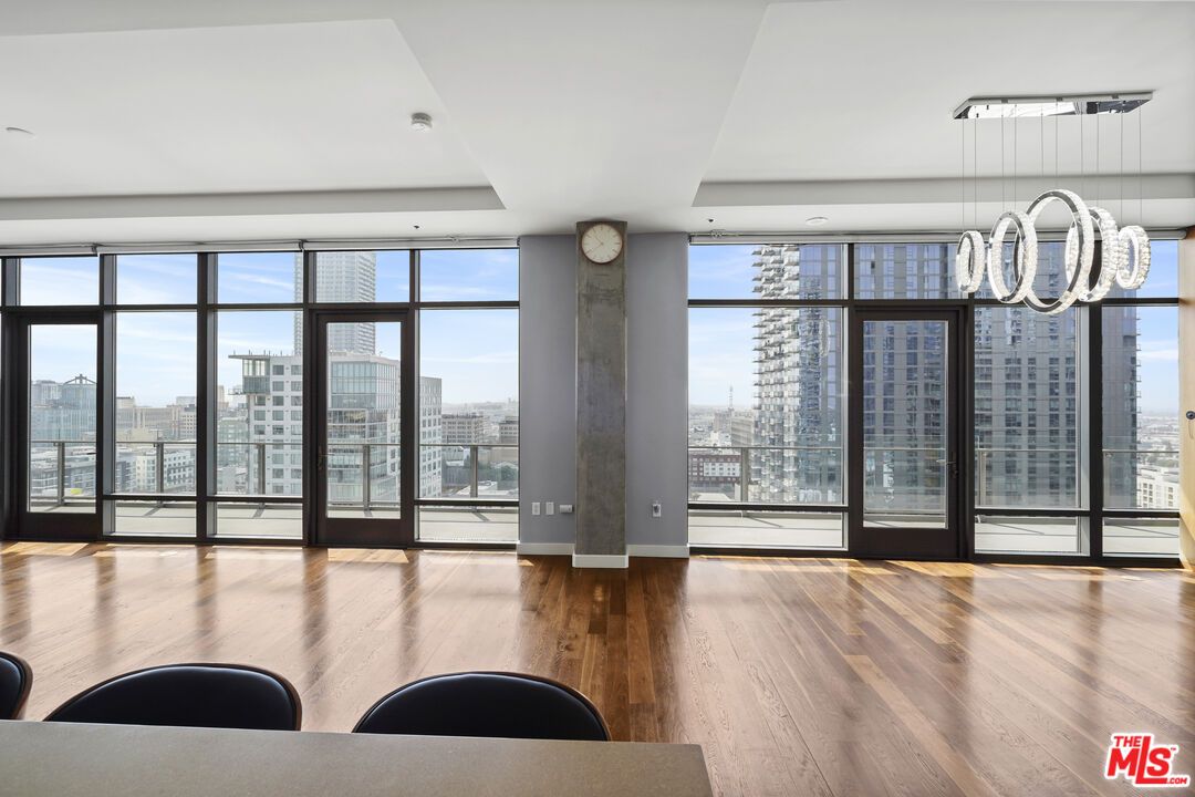 Empty room, Interior, Pendant Lights, Recessed Lighting, Wood Texture Flooring